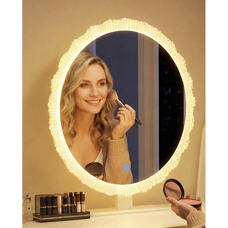 Miroir de maquillage à DEL Crystal Edge avec éclairage à intensité variable 3 couleurs