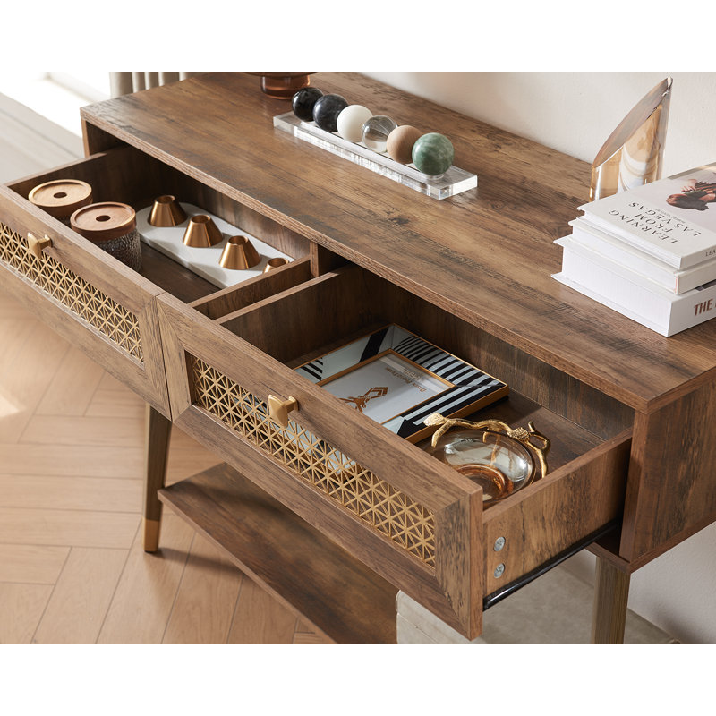 Hedva 41.9'' Console Table, Rustic Oak