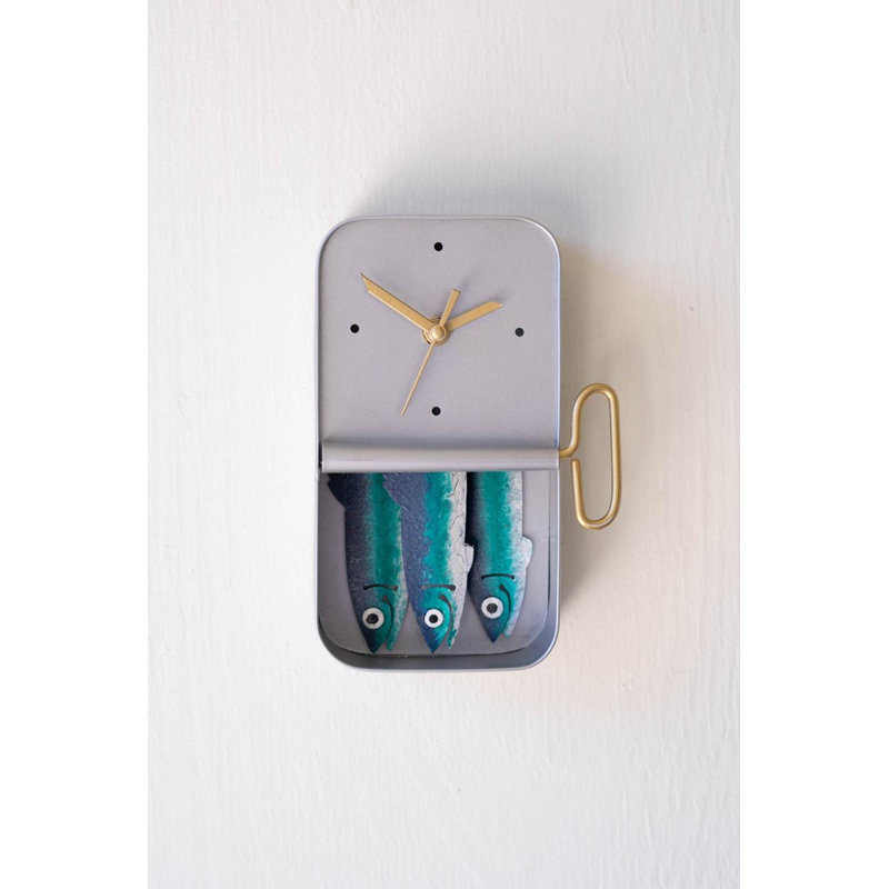 HORLOGE MURALE SARDINE PEINTE À LA MAIN