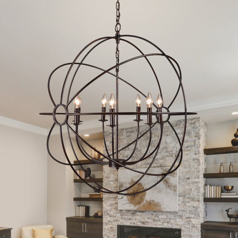 Padilla 7 - Light Globe Chandelier, Rustic Black