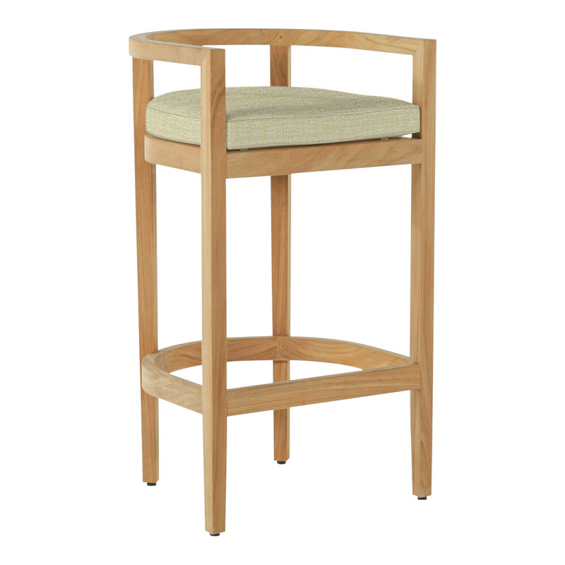 Santa Barbara Patio Bar Stool with Cushion, Welt, Verona Mist, Oyster Teak