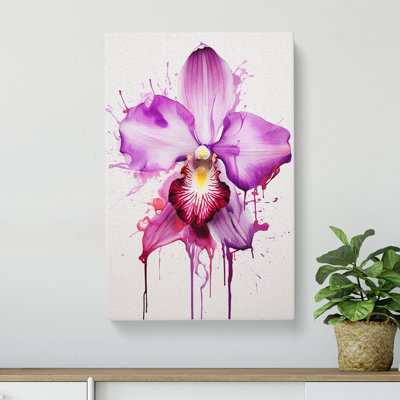 Orchid Flower Gestural No.2 - Wrapped Canvas