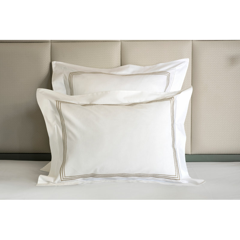 Granduca Duvet Cover, Euro Sham, White/Taupe