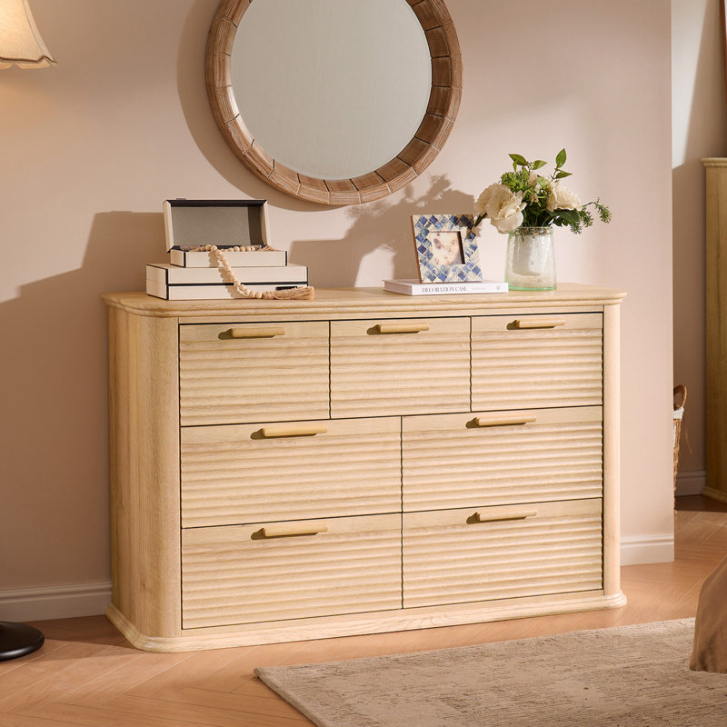 Commodes décoratives avec 7 tiroirs, Naturel