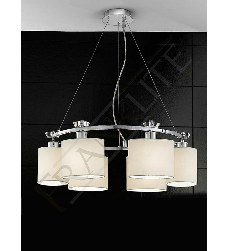 4-6 - Light Drum Pendant, Chrome, 22cm, Energy Efficient Bulbs Not Included