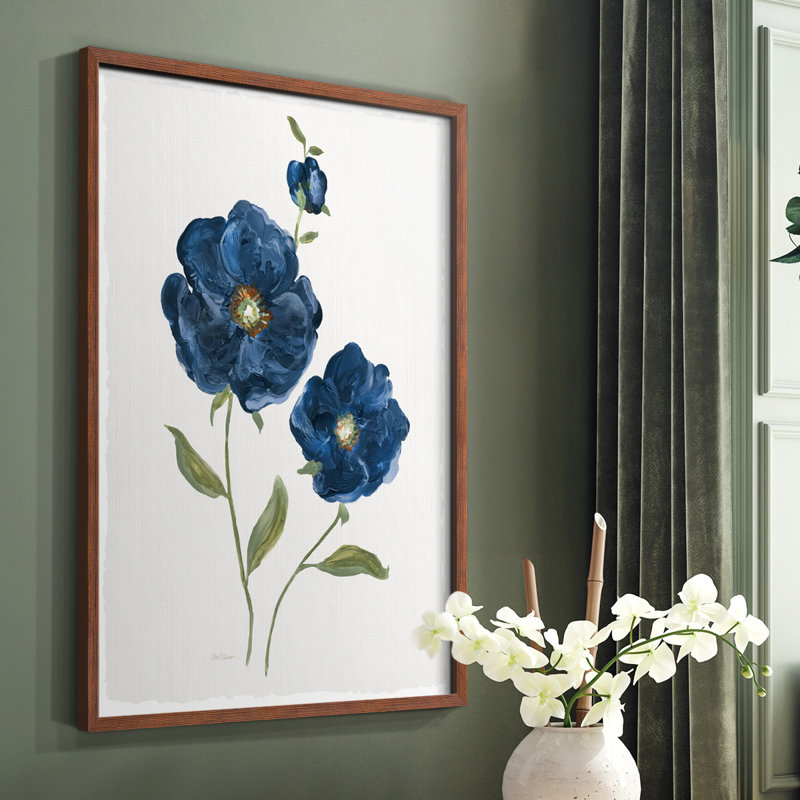 «Blue Poppies», reproduction encadrée - bois massif, H 10 po x l 8 po, Brun