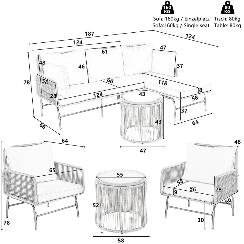 Beige Outdoor Furniture Set With Cushions