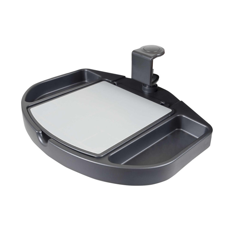 Inbox Zero Clamp On 360 Degrees Swivel Out Mouse Tray With Storage For Desks And Tables Up To 1.5 Thick