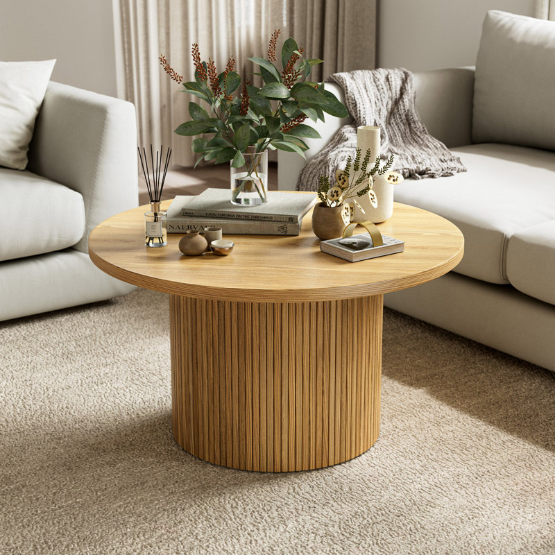 Round Coffee Table, Natural Wood