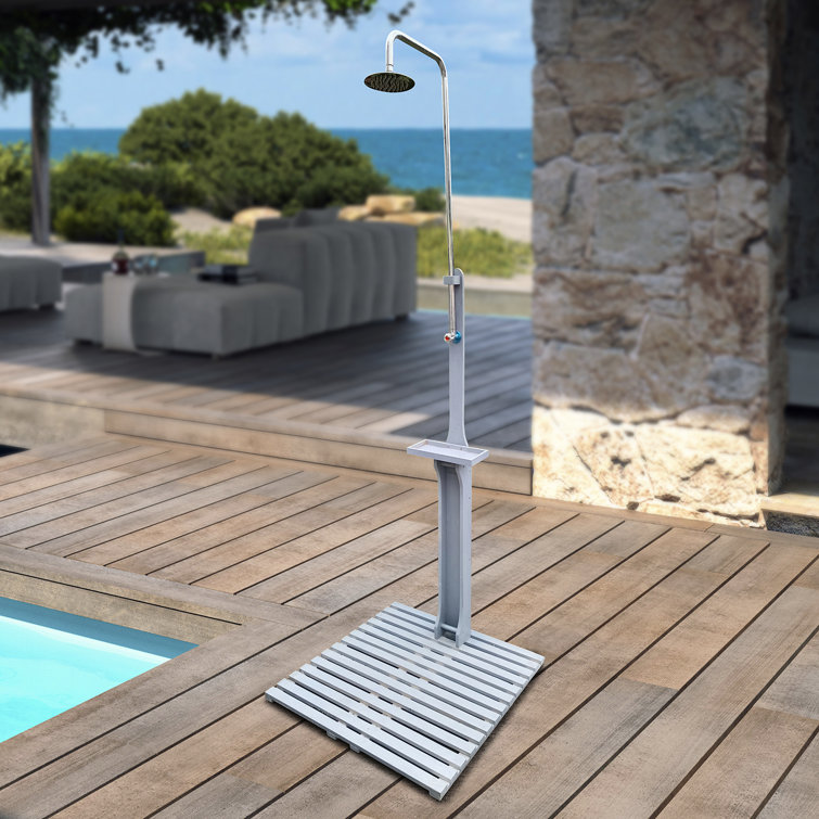 86.61" H Portable Solid Wood Freestanding Outdoor Shower