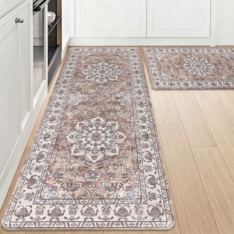 Tapis de cuisine antidérapant et antidérapant, Brown