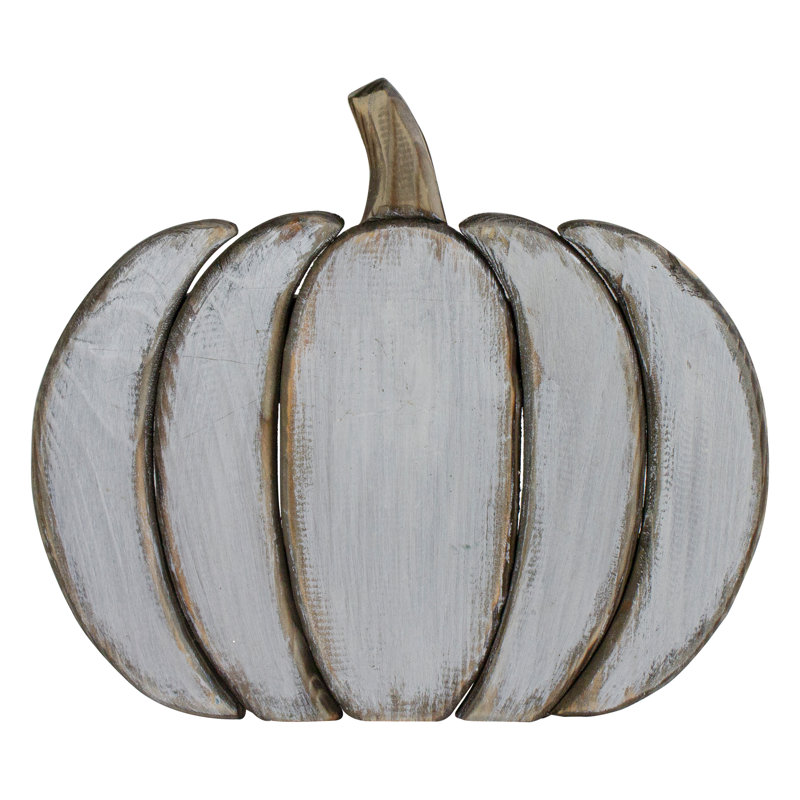 Décoration d'automne 13,75 citrouille en bois blanc