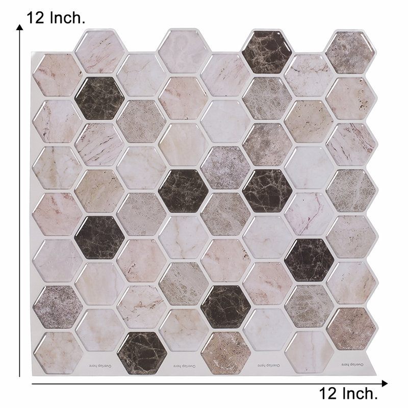 Carreau de mosaïque auto-adhésif en vinyle 12 po x 12 po, Beige