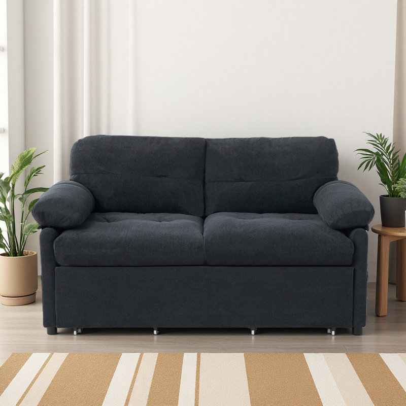 Convertible Pull-Out Queen Sleeper Sofa, 3-In-1 Sofa Bed With Side Storage & 8 Silent Casters, Thick Padded Chenille Loveseat For Living Room, Bedroom, Apartment