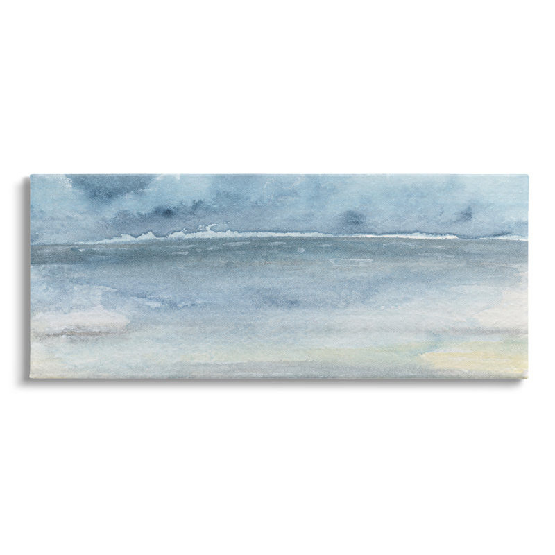 «Abstract Sea Waves Tide» par Regina Moore - Peinture, H 17 po x l 40 po x P 1,5 po, Toile tendue