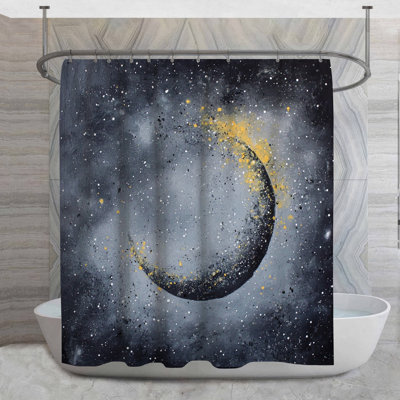 Rideau de douche Crescent Moon - Astronomie décor de salle de bain moderne