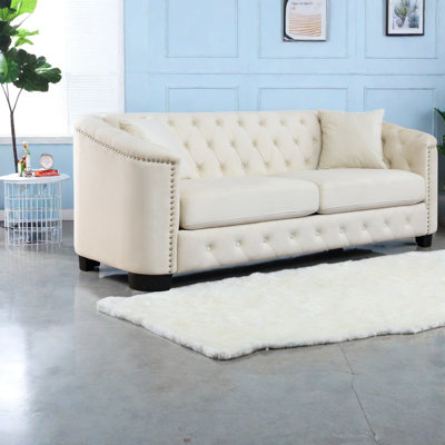 Ensemble de canapés compressibles, Chesterfield 6 places en velours beige pour la maison