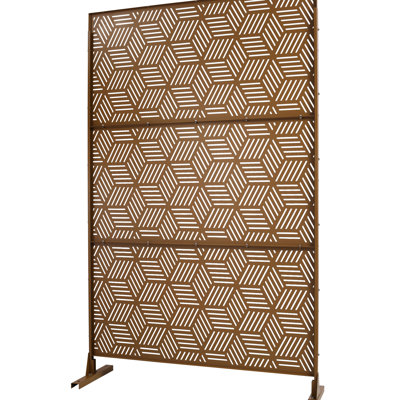 Paravent autoportant 76 po H48 po - métal pour le jardin. Rouille et décoloration. Clôture brune Rouille, élégant