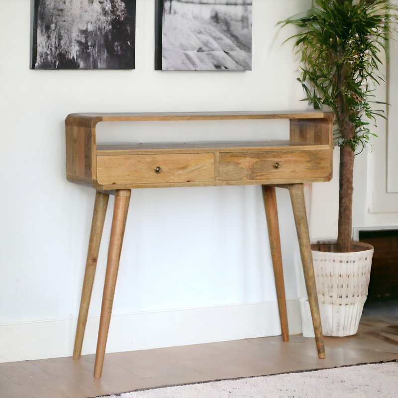 Gwinner 90cm Solid Wood Console Table, Oak Wood