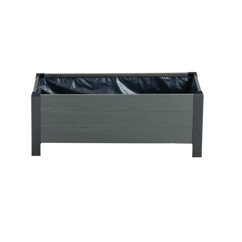  Jardinière à profil bas Urban Garden, bois recyclé FSC, rectangulaire, 37 po x 12,6 po, gris