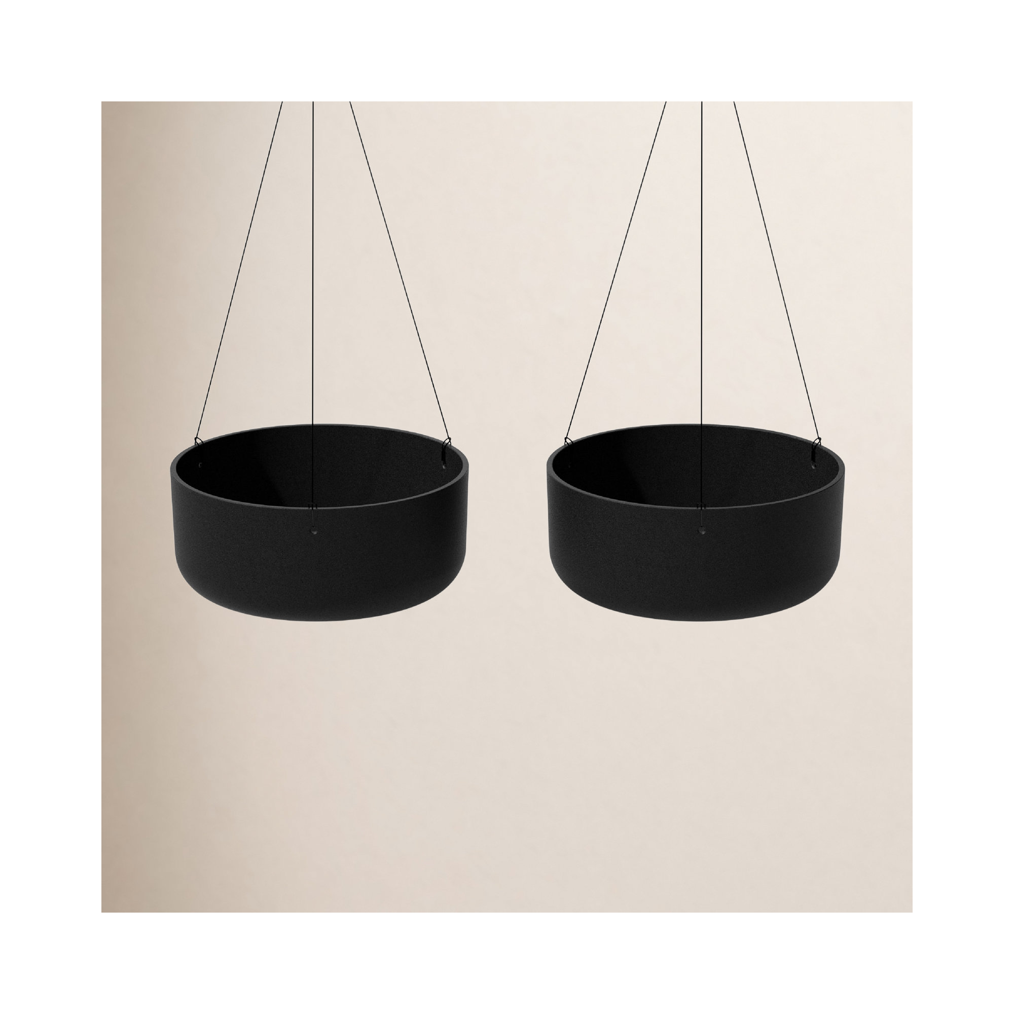 Mason Series Hanging Kona Bowl Planter, 2, Black