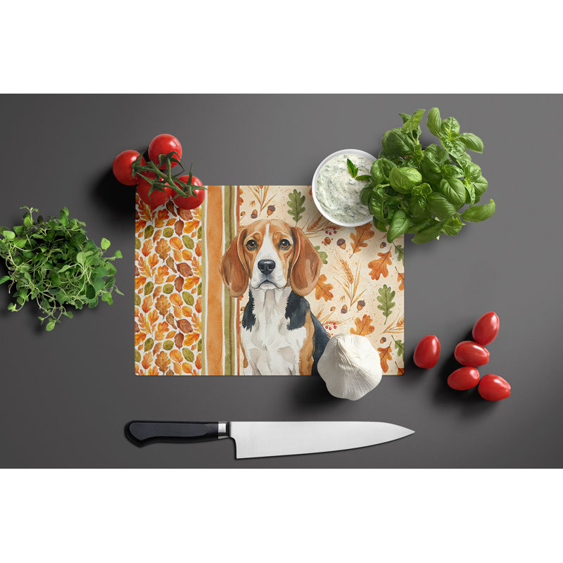 Beagle Heirloom Fall Glass Cutting Board
