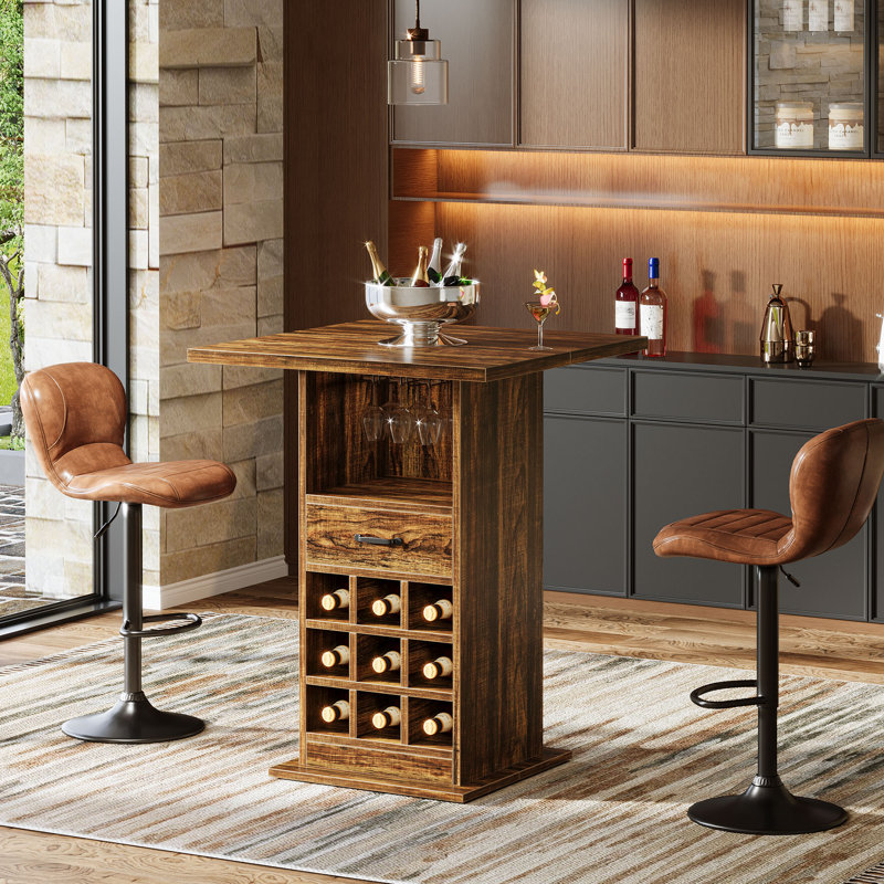 Unité de bar à la maison, armoire de bar carrée avec rangement et support à vin