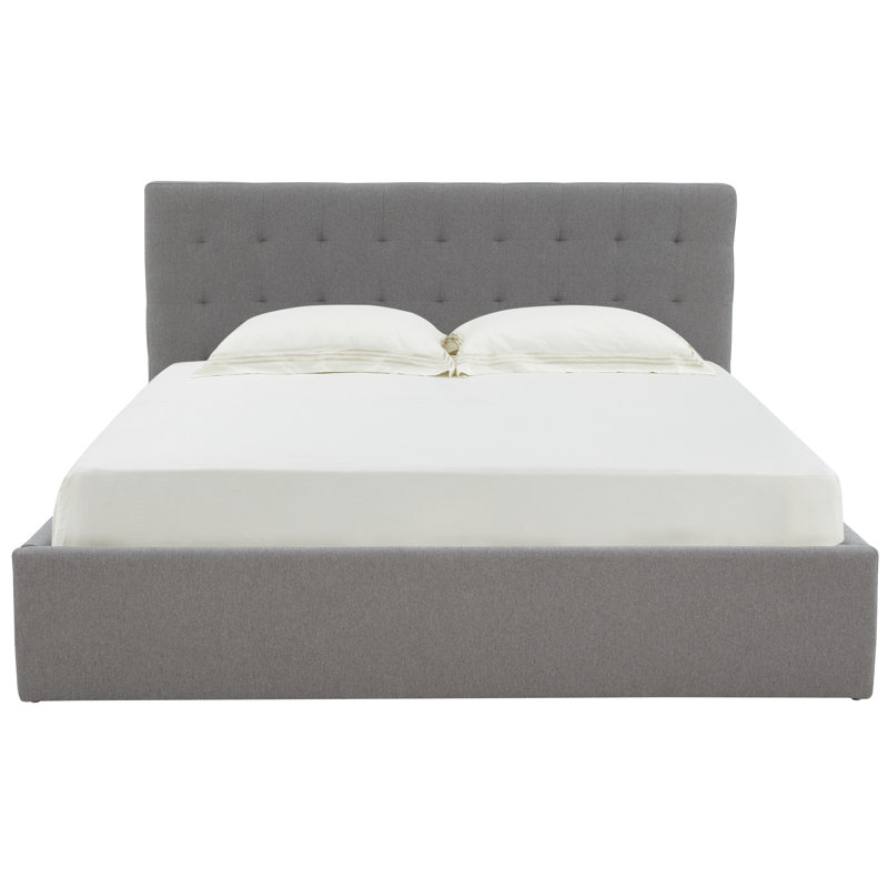 Avri Upholstered Linen Birch and Pine Standard Bed, Queen, Light Gray