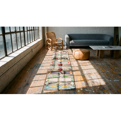 Antique American Hooked Rug Hallway Runner Wool Gray