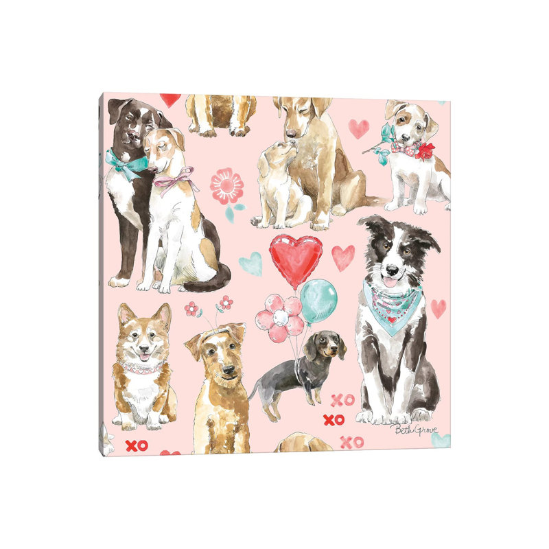 Paws Of Love Pattern IB by Beth Grove - Wrapped Canvas Print, 45.72 cm H x 45.72 cm W x 1.91 cm D