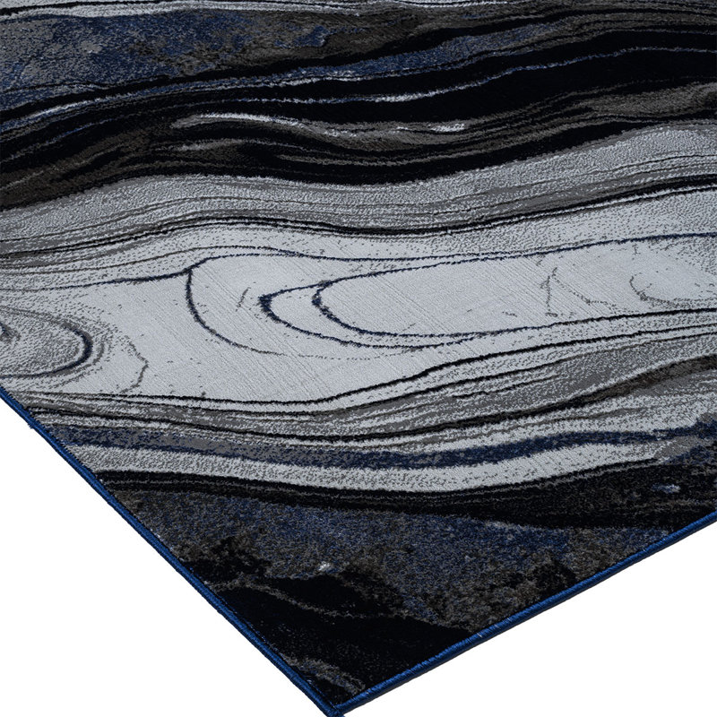 Modern Abstract Marble Area Rug – 100% Polyester Living Room Carpet, Antistatic, Soil & Water Repellent, Colourfast Indoor Rug