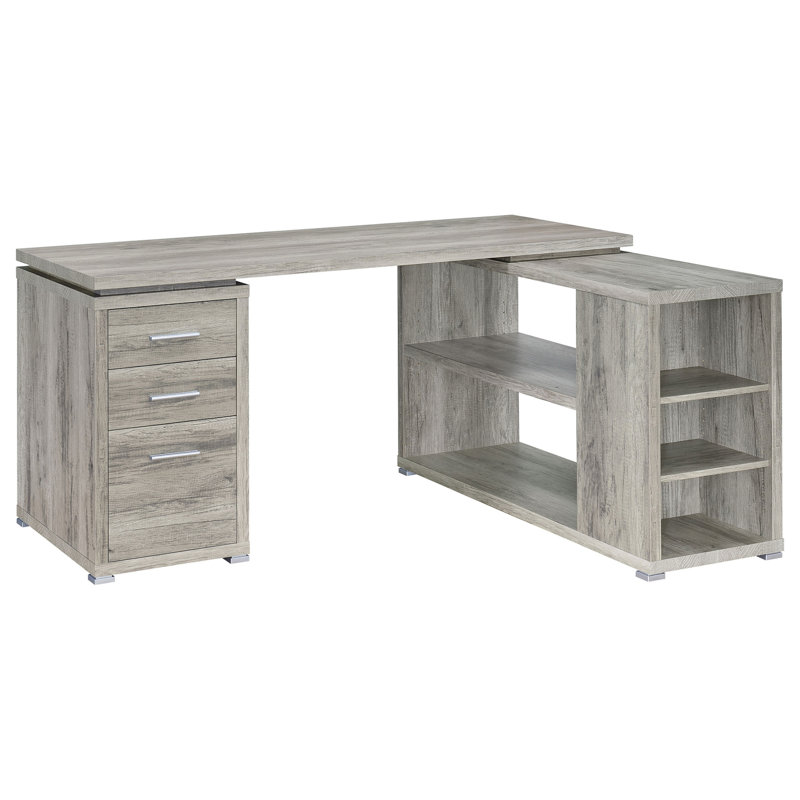 Tona Grey Driftwood 3-Drawer L-Shape Desk, Driftwood