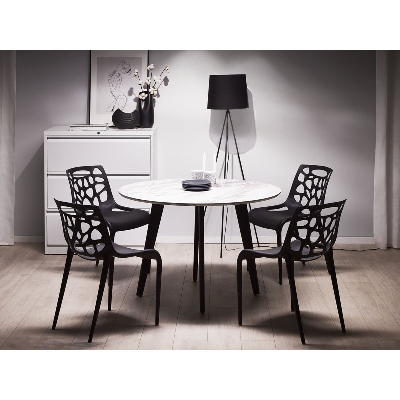 Stacking Patio Dining Side Chair, Black