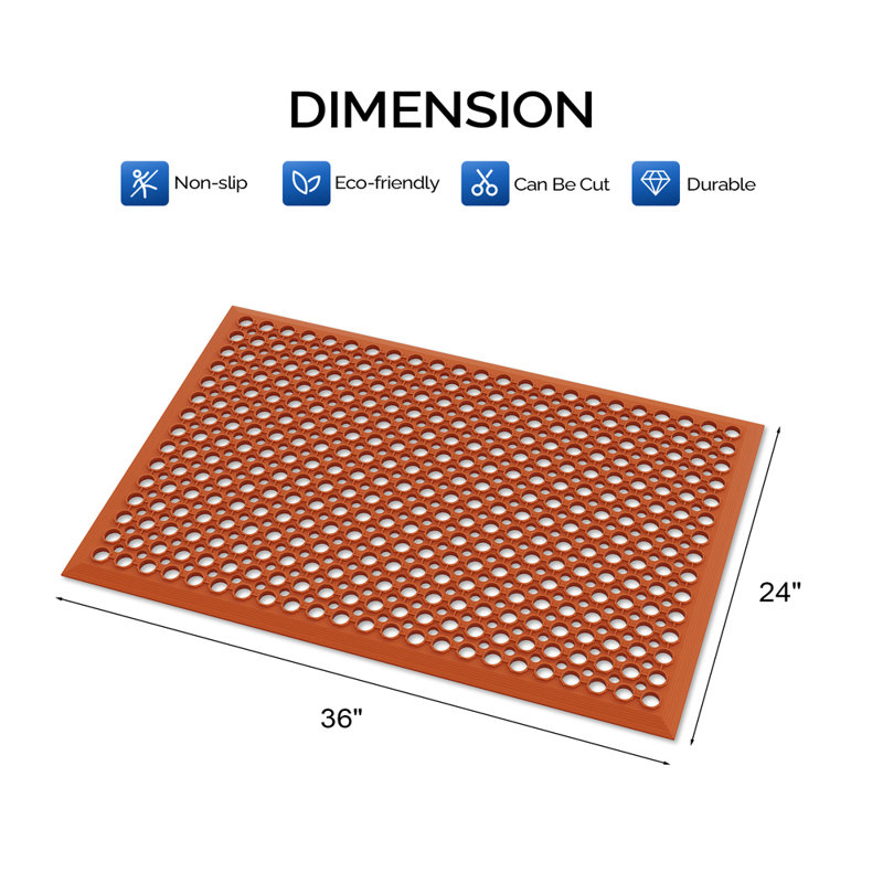 Tapis antidérapant en caoutchouc anti-fatigue Kitchen, L 24,02 po x l 35,98 po