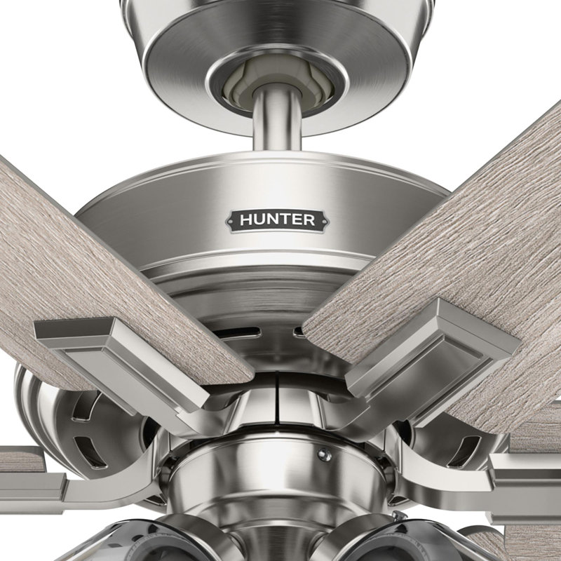 Hunter 52 Inch Fonthill ENERGY STAR® Hunterexpress Ceiling Fan With Lights And Remote, White/Light Yellow Wood, White