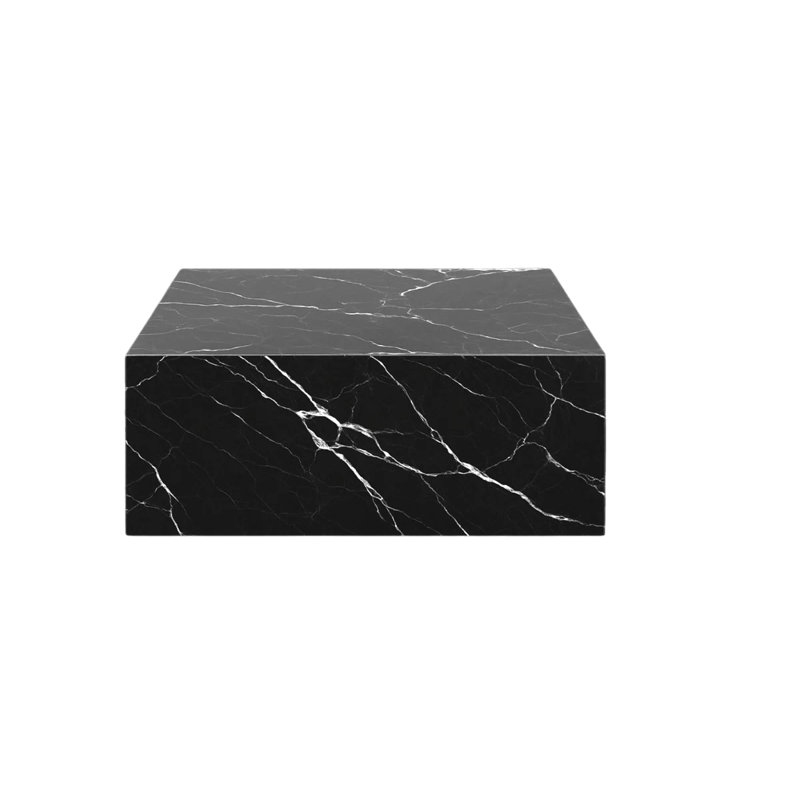 Genuine Marble Block Coffee Table - Black Marble