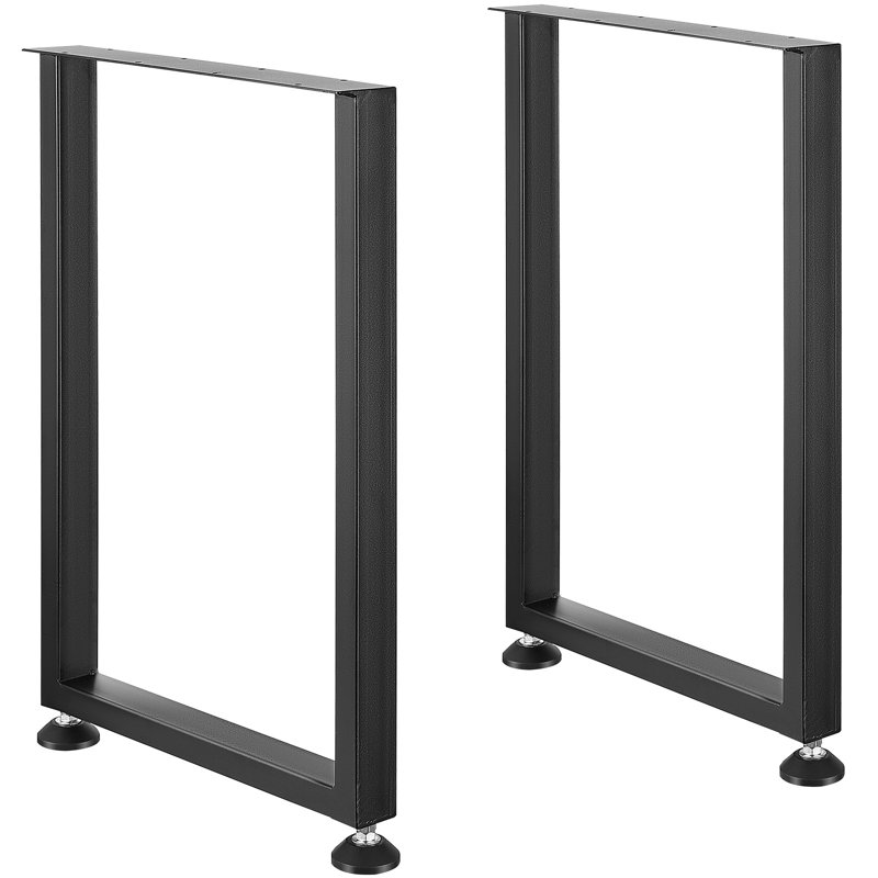 28 Inch Black Adjustable Steel Office Table Legs Set of 2