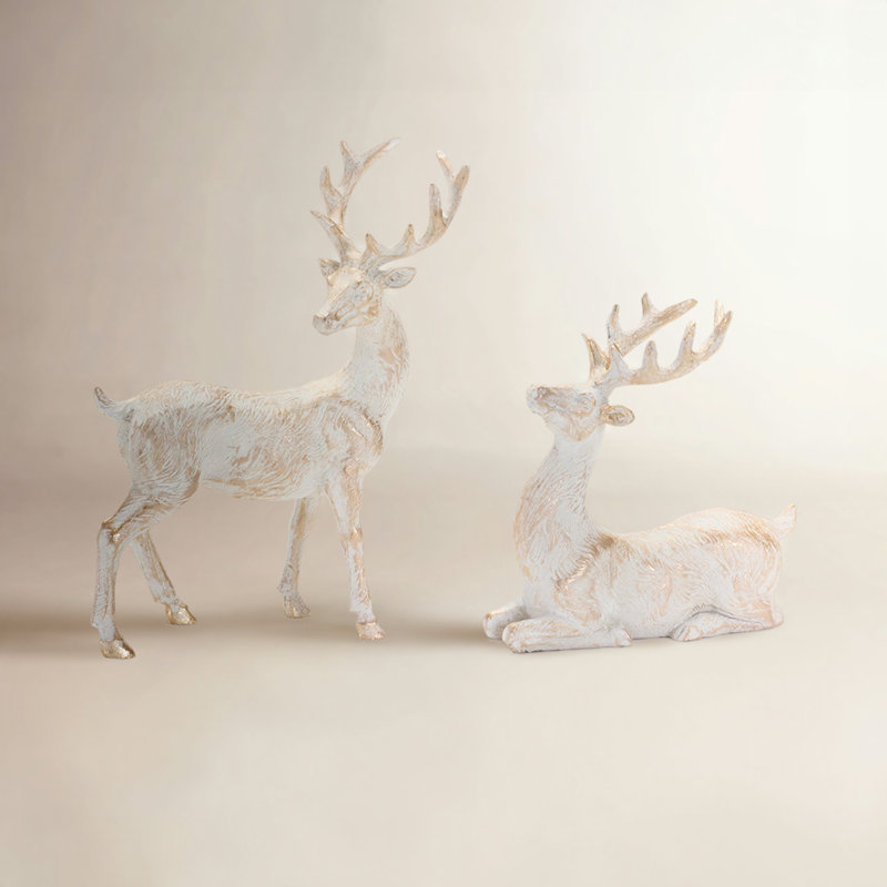 Figurine de cerf doré brossé (ensemble de 6)