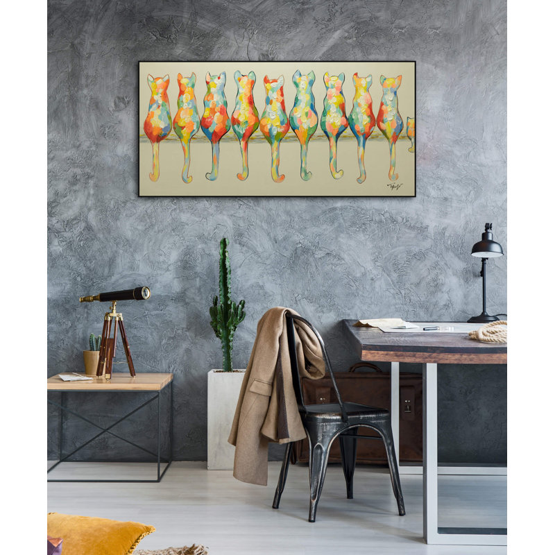 A Pride of Housecats Hand Painted Acrylic Painting