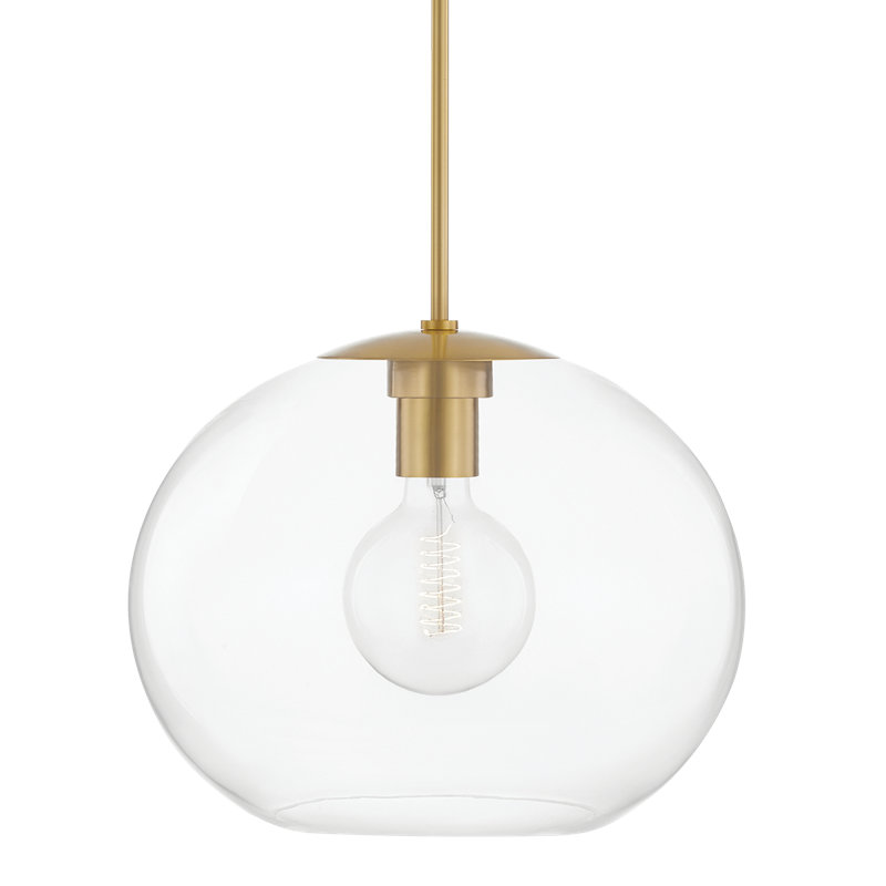 Luminaire suspendu sphère simple à 1 lumière Dora, Laiton vieilli