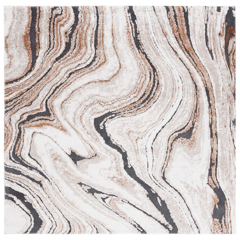 Cyrus Shag Performance Abstract Rug, Square 6'7"