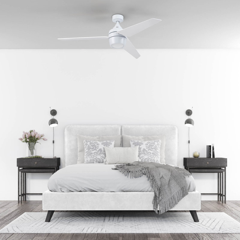 Ventilateur de plafond 52 po avec lumières DEL et télécommande Eamon, Blanc