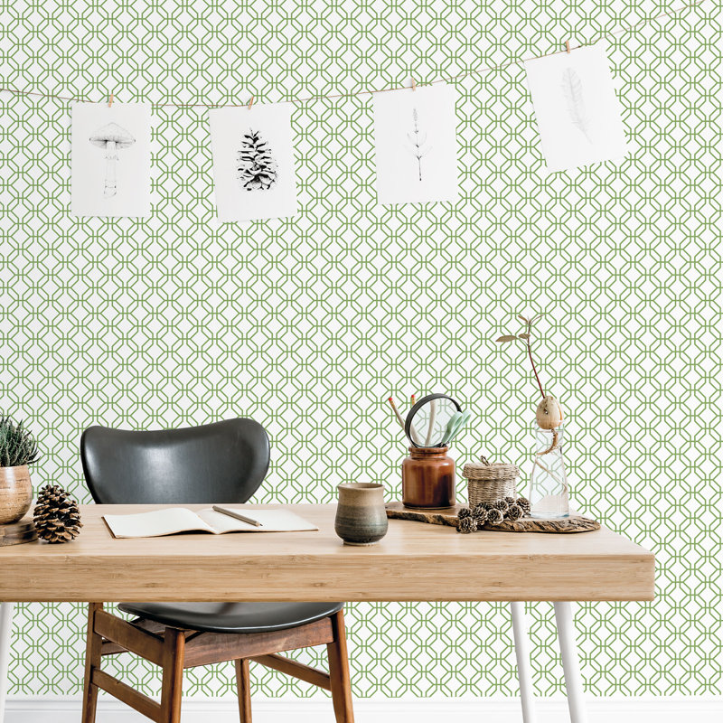 Brylee 10m x 53cm Matte Wallpaper Roll, White/Green