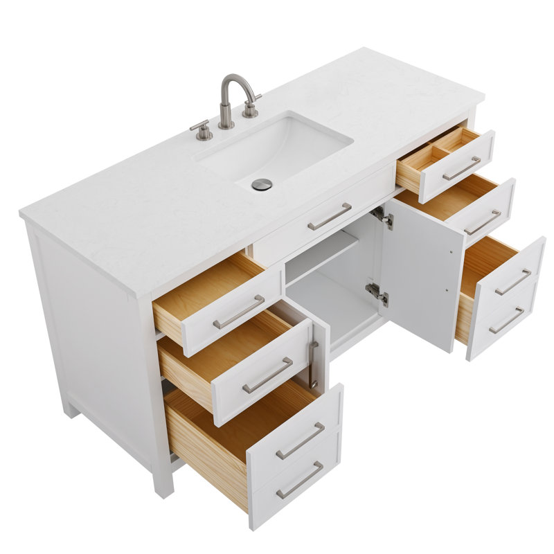 Meuble-lavabo simple 60 po Wenniah, Blanc
