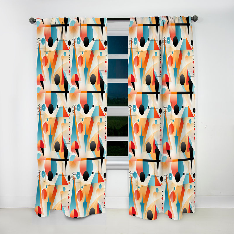 Mid-Century géométrique Resurg - rideau en velours Mid-Century - obscurcissant - 1 panneau, L 52 po x L 120 po