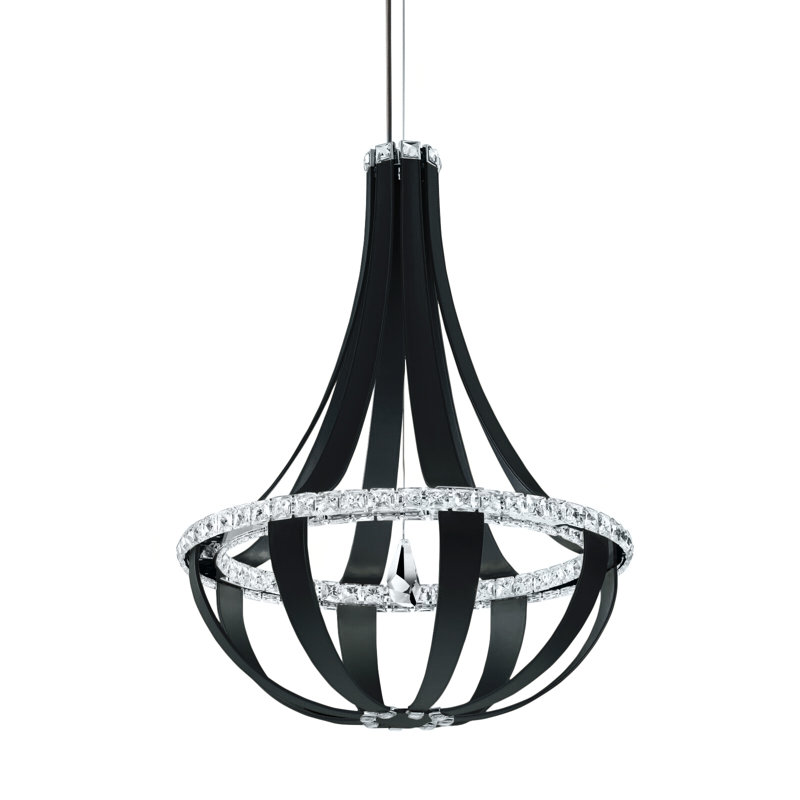 Crystal Empire 16 - Light LED Chandelier, Grizzly Black Leather, 3000K