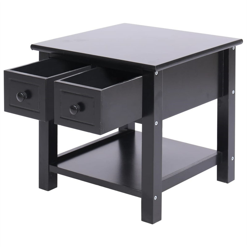 Mackey Side Table with Storage, Black