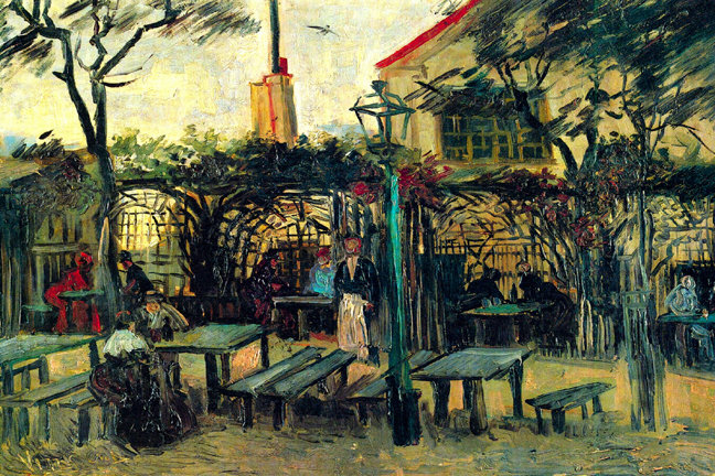 «Terrace of a Cafe» par Vincent van Gogh - reproduction d'art sur toile tendue, H 24 po x l 36 po x P 0,75 po