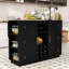 Îlot de cuisine avec station de charge, armoire de rangement à 2 portes, tablettes réglables et support à vin-1303524058