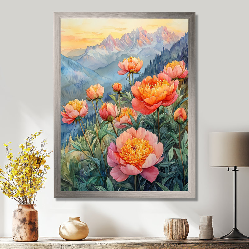 Ketcham - Floral Wall Art Prints, Argent argent, H 40 po x l 30 po, Reproduction encadrée sans passe-partout
